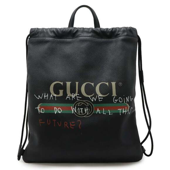 GUCCI Black Leather Backpack main image 5